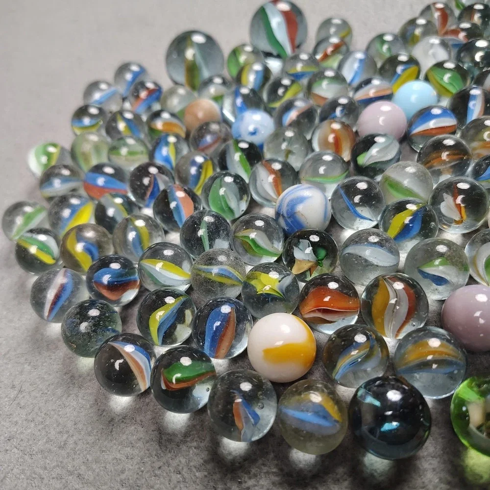 Vintage Marbles Lot 135 Count Mixed Types Assorted Estate Find Swirl/Solids Nice